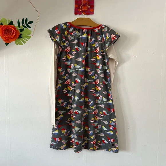 EUC Tea Collection Birds dress sz 10 long sleeve flutter sleeve knee length - Picture 2 of 8